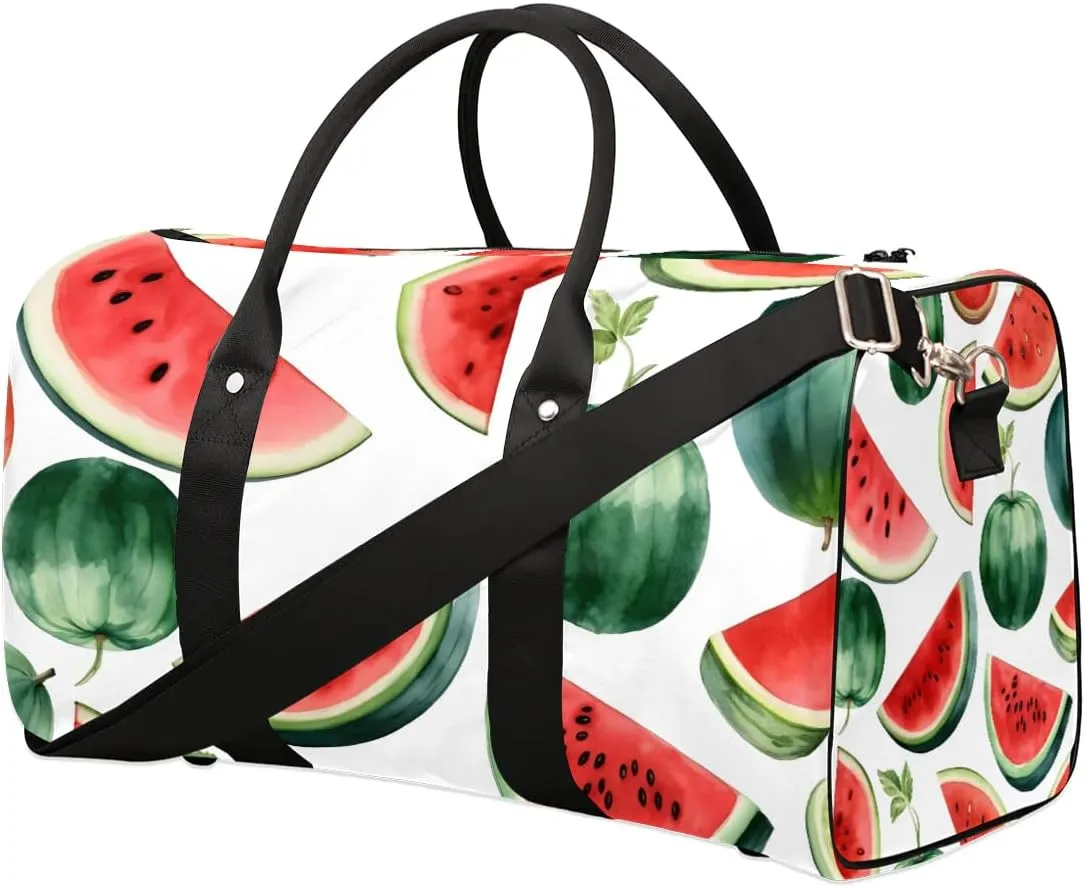 Watermelon Fruit Pattern Travel Duffel Bag for Women Men Waterproof Foldable Overnight Weekender Bag Large Capacity Sports Gym Bag