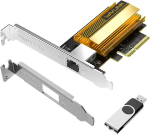 WAVLINK 10G Base-T PCIe Network Card, 10000/5000/2500Mbps PCI Express Ethernet Adapter with AQC113 Controller, 10G NIC for Windows 11/10 & Linux with Standard/Low Profile Bracket