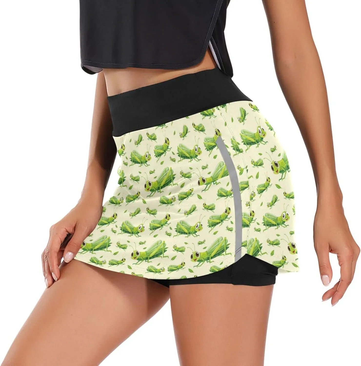 Weeds Leaf Skull Women's Active Performance Skort Lightweight Skirt for Running Tennis Golf Workout Sports