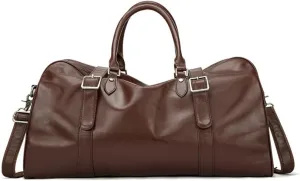Weekender Messenger Bag Leather Travel Dufffel Bag(E)