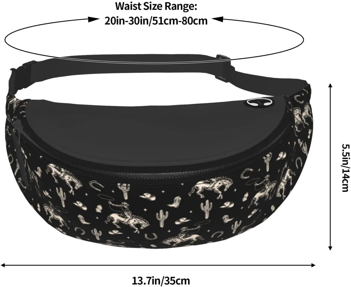 Western Fanny Pack Waist Bag Adjustable Belt Bag For Men Women Traveling Hiking Cycling Running