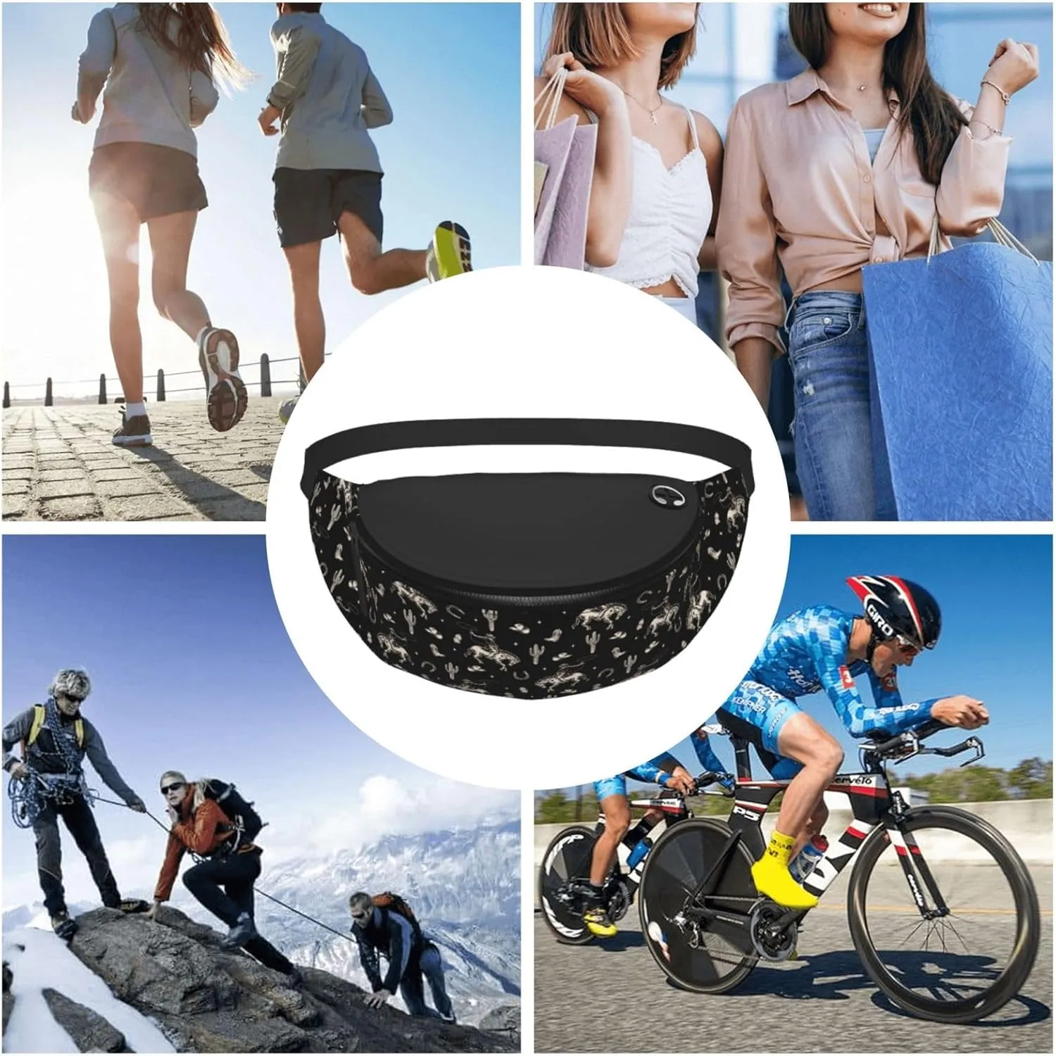 Western Fanny Pack Waist Bag Adjustable Belt Bag For Men Women Traveling Hiking Cycling Running