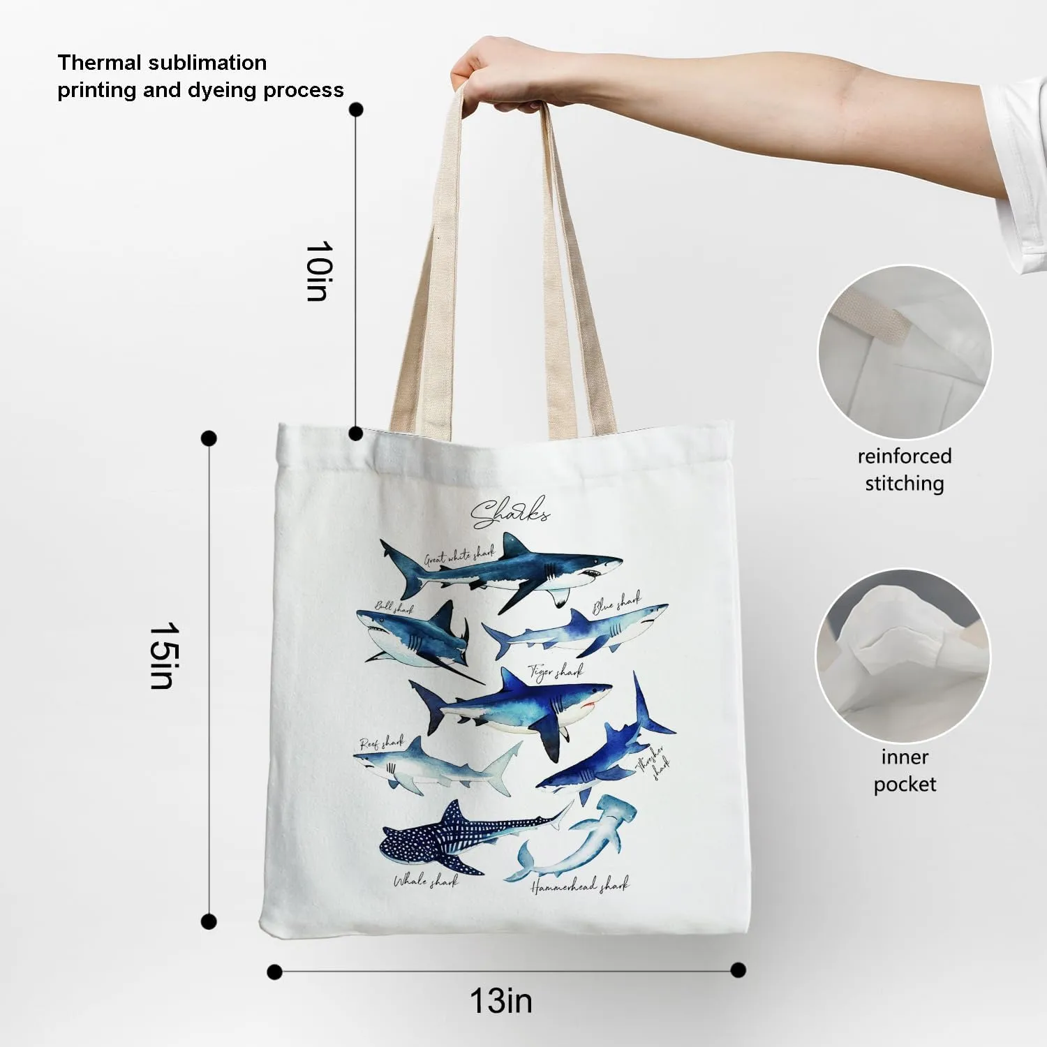 Whale Beach Tote Bag, Whale Species Canvas Tote Bag for Women, Ocean Animals Tote Bag, Summer Beach Gifts