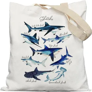 Whale Beach Tote Bag, Whale Species Canvas Tote Bag for Women, Ocean Animals Tote Bag, Summer Beach Gifts