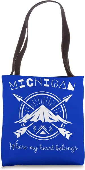Where My Heart Belongs Michigan Travel Tote Bag