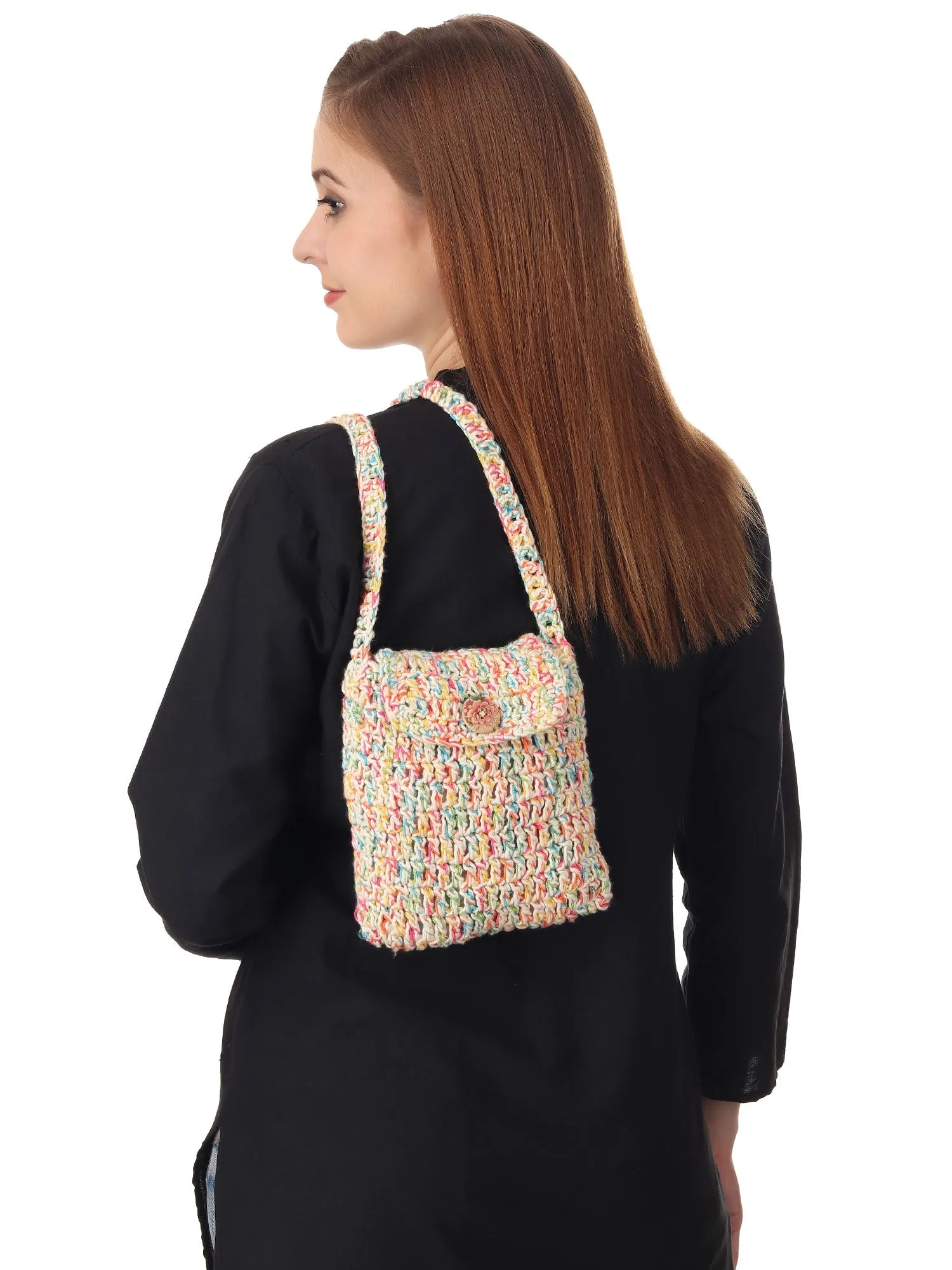 White Multi Crochet Sling Bag
