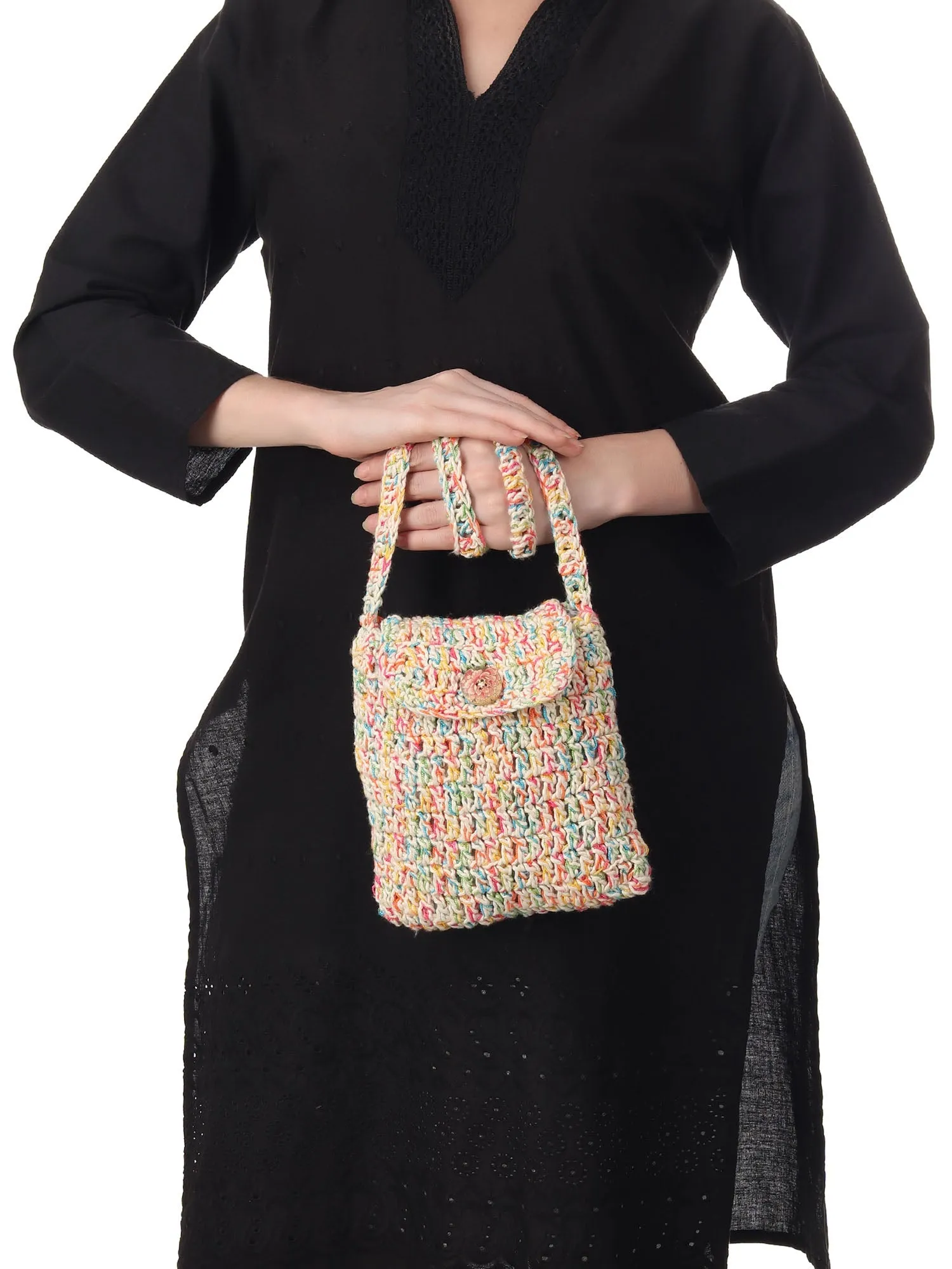White Multi Crochet Sling Bag