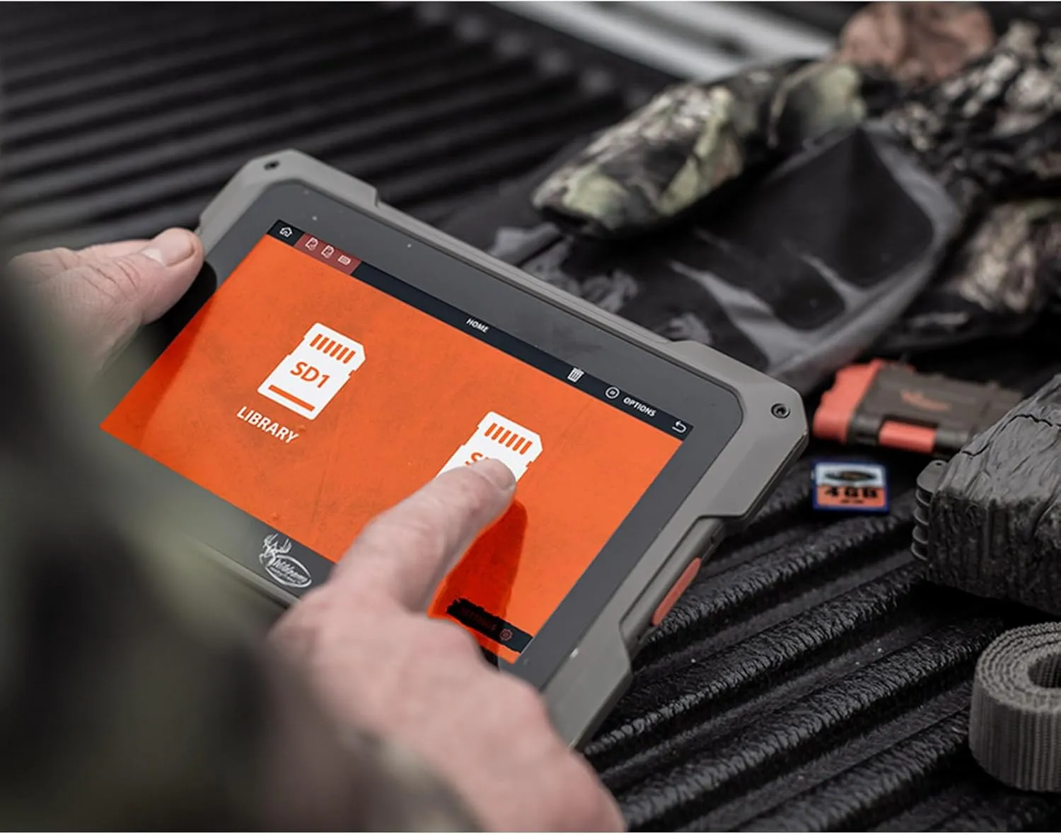 Wildgame Innovations SD Card Reader for Trail Camera Viewing, Compatible with Apple & Android