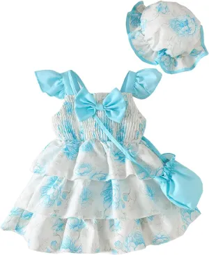 Willow Dance Baby Girl Dress Clothes Sleeveless Ruffle Toddler Dresses Flower Sundress with Cute Bag Infant Outfits