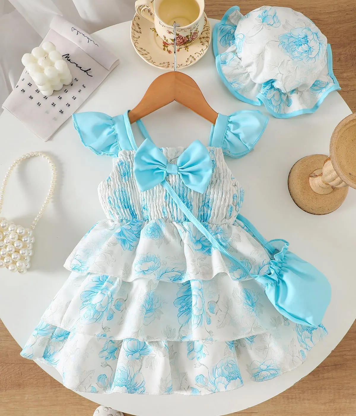 Willow Dance Baby Girl Dress Clothes Sleeveless Ruffle Toddler Dresses Flower Sundress with Cute Bag Infant Outfits
