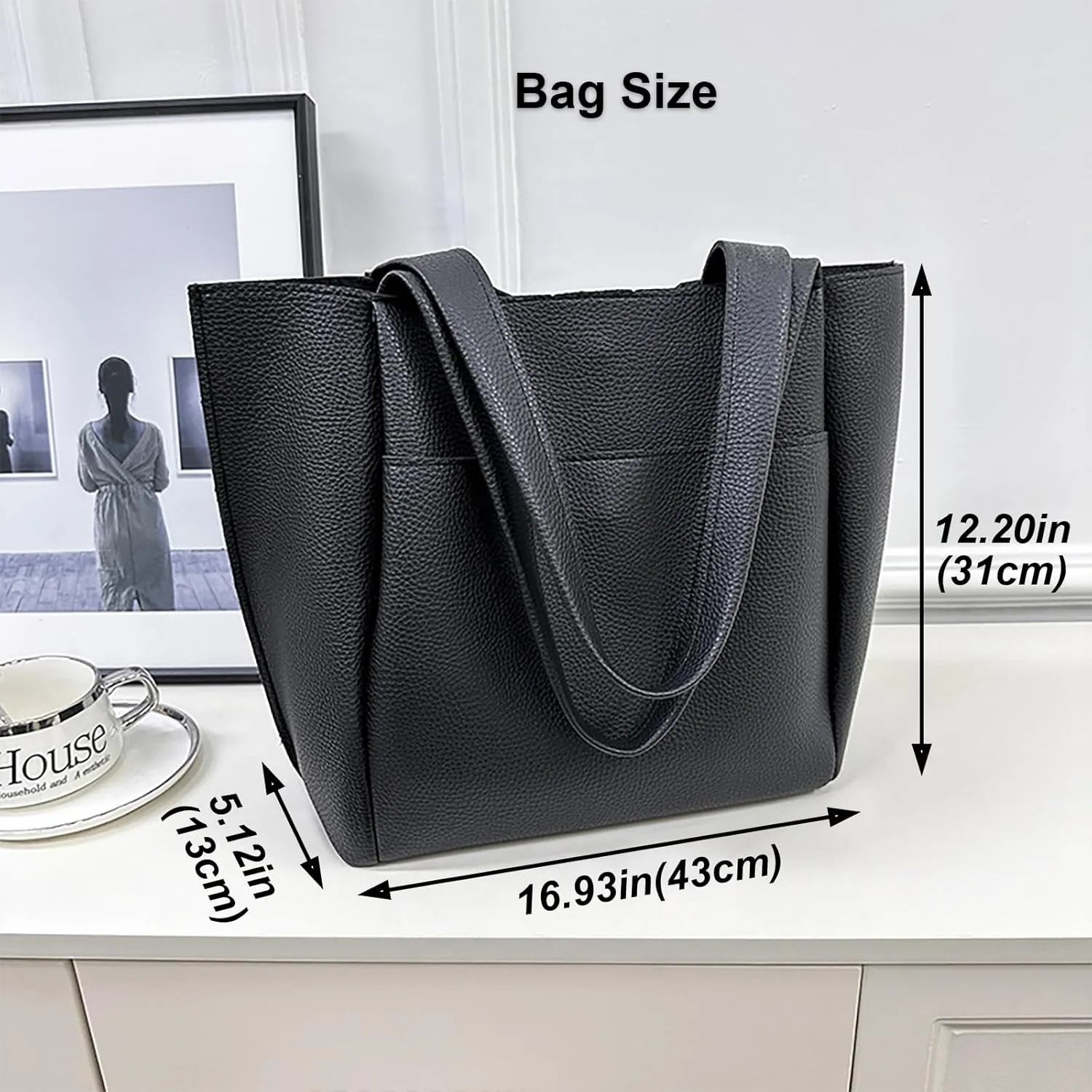 Wivmypog Tote Bag for Women Oversize Top Handle Shoulder Bag Faux Leather Weekender Shopper Handbag Large Commuter Bag