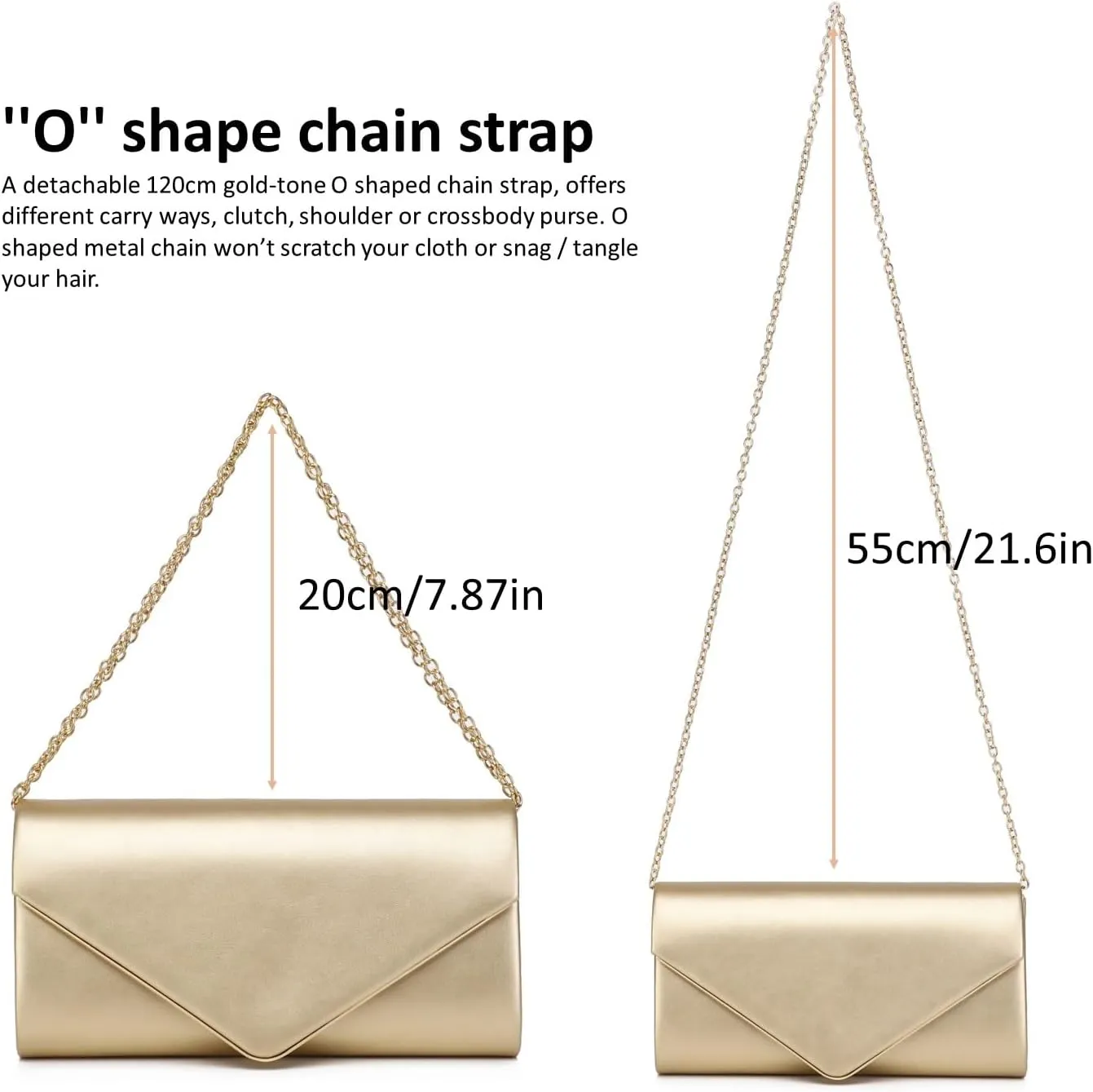 Women Evening Bag Vegan Leather Clutch Purse Shoulder Crossbody Envelope Bag for Party Wedding Prom Bridal