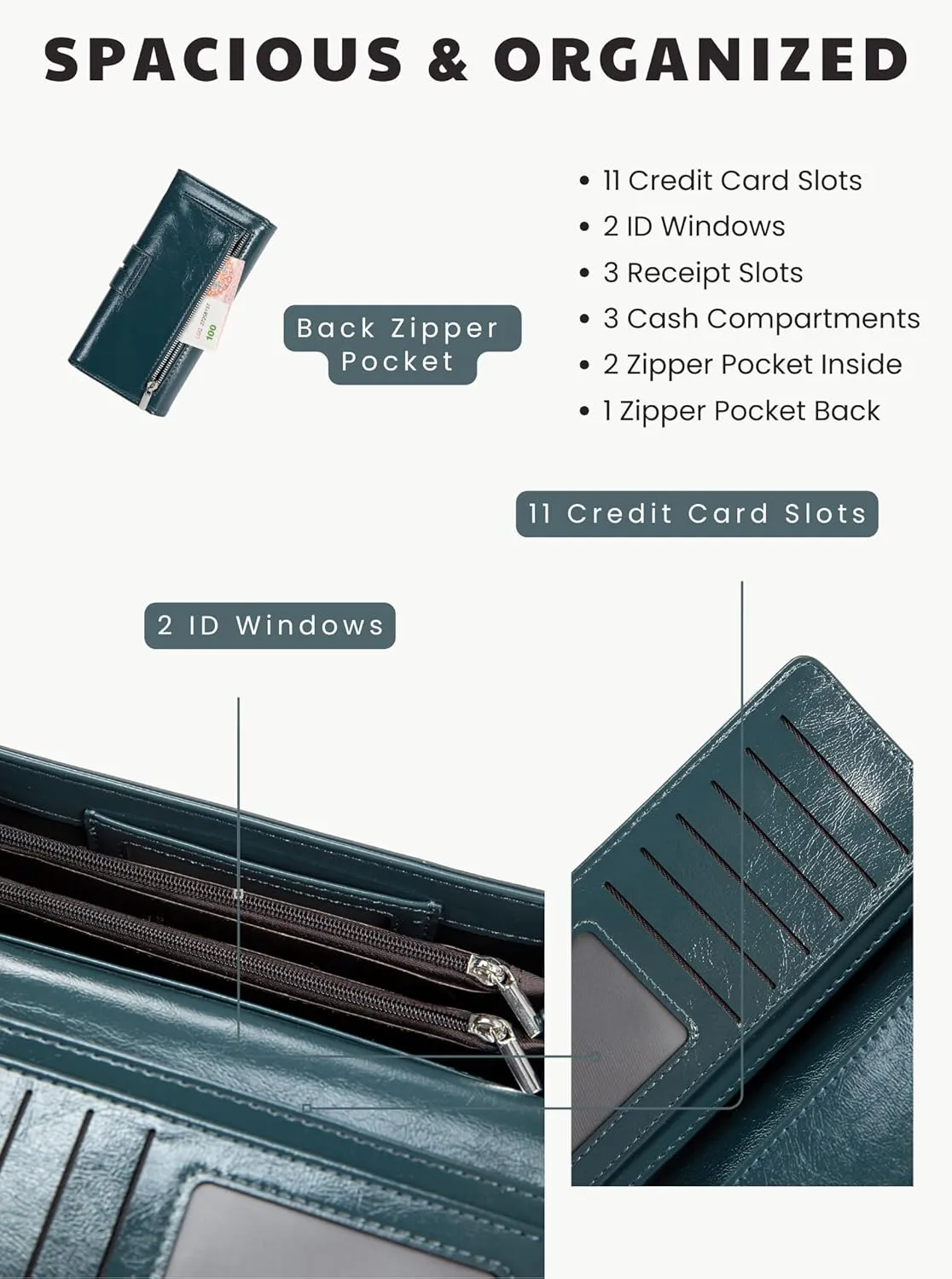 Women Leather Wallet Designer Long Clutch Large Capacity Bifold Multi Credit Card Holder Ladies Gifts