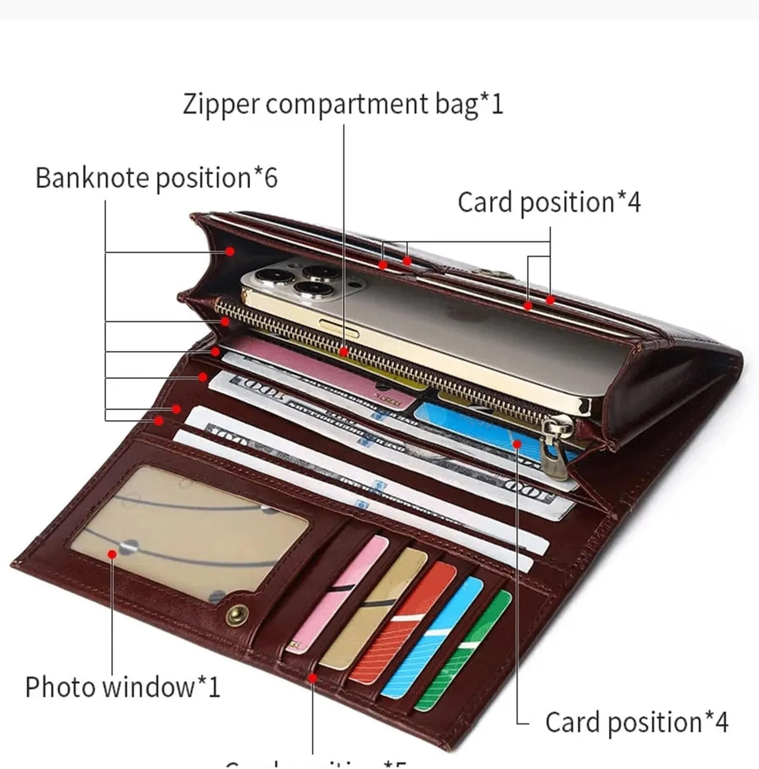 Women Leather Wallet Long Multifunction Business Card Holder Purse Brand Fashion Female Purse
