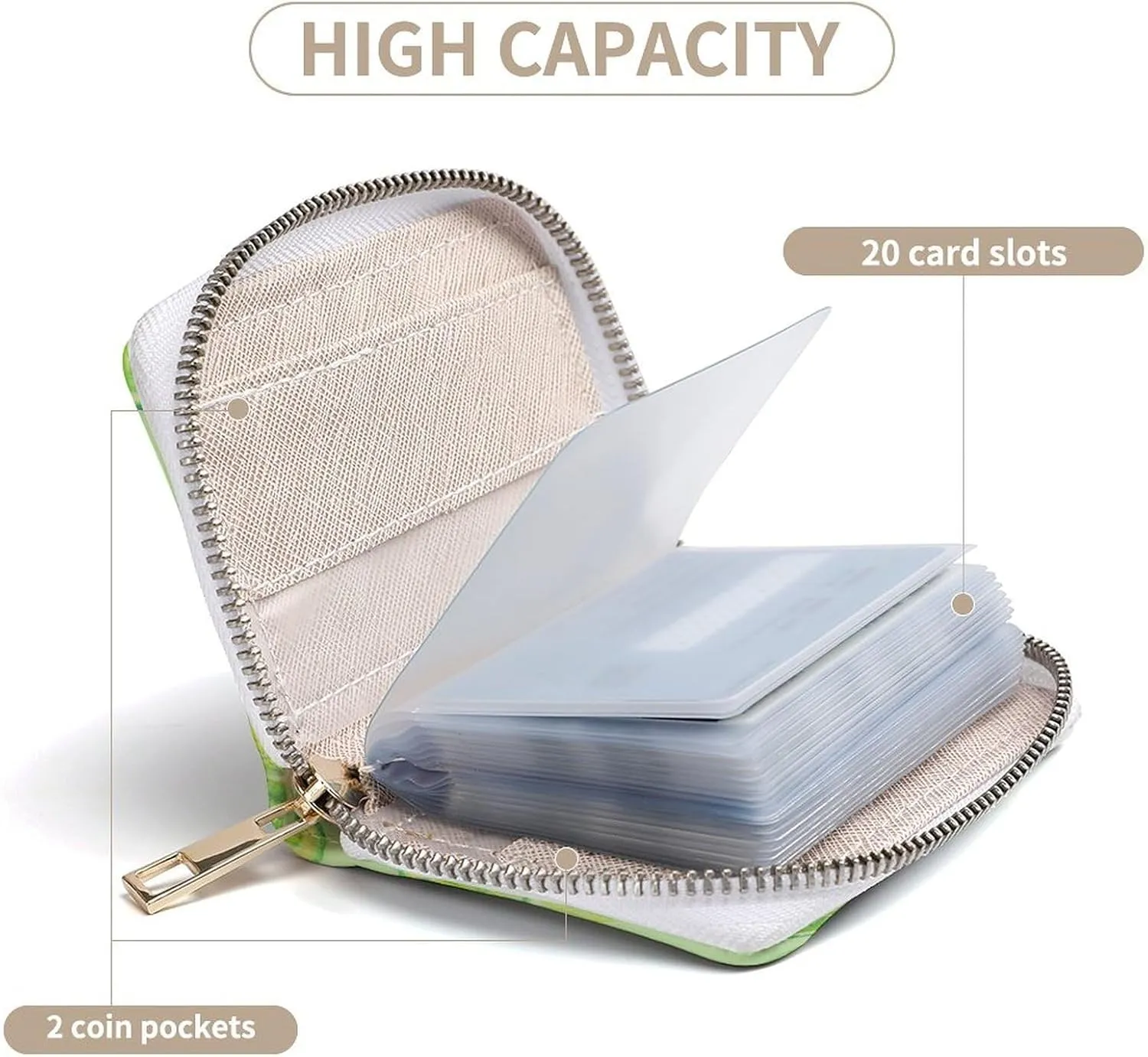 Women Leather wallet, Zipper Clutch Pouch Handbag Card Holder Coin Purse