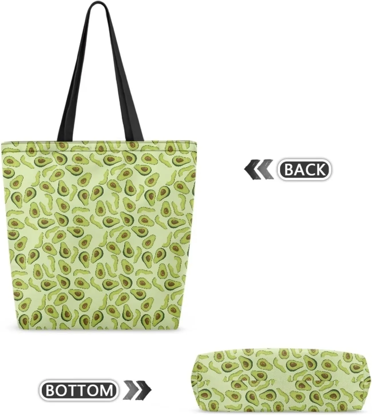 Women Men Canvas Bag with Inner Zipper Pocket Large Reusable Grocery Tote Handbag