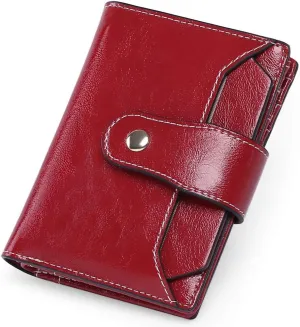 Women WalletRFID BLOCKINg Leather Small Bifold Zipper Pocket Wallet Compact Card Case Purse with ID Window
