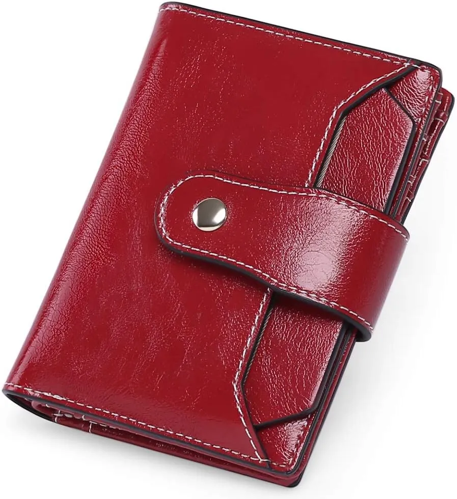 Women WalletRFID BLOCKINg Leather Small Bifold Zipper Pocket Wallet Compact Card Case Purse with ID Window