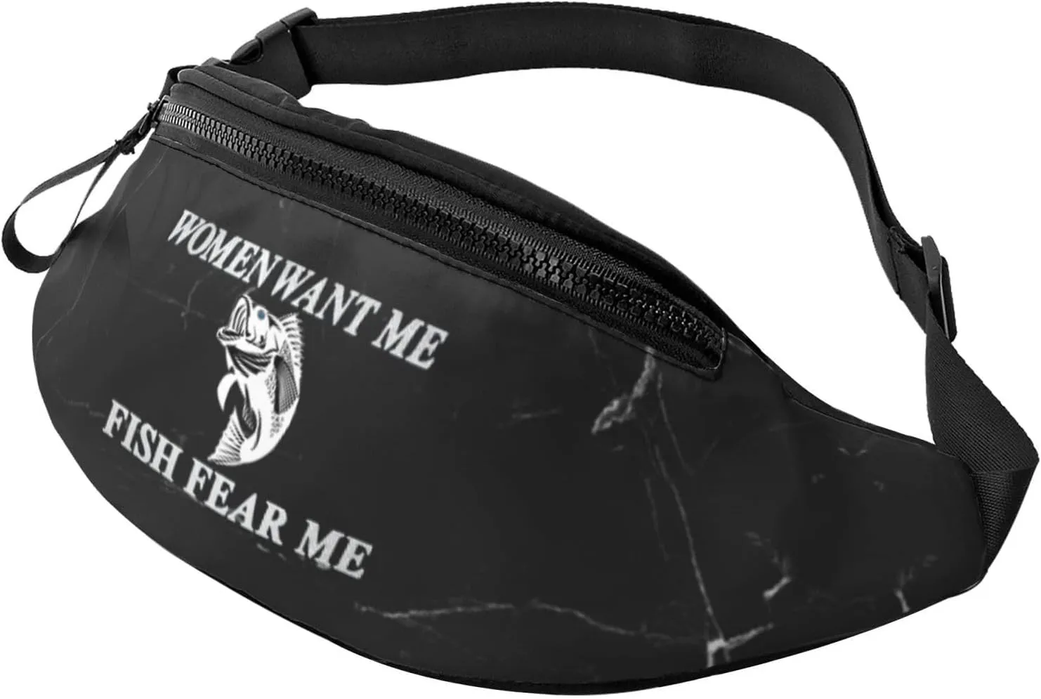 Women Want Me Fish Fear Me Crossbody fanny pack for men and women, ideal for travel, sports and running, Black, 7210N-