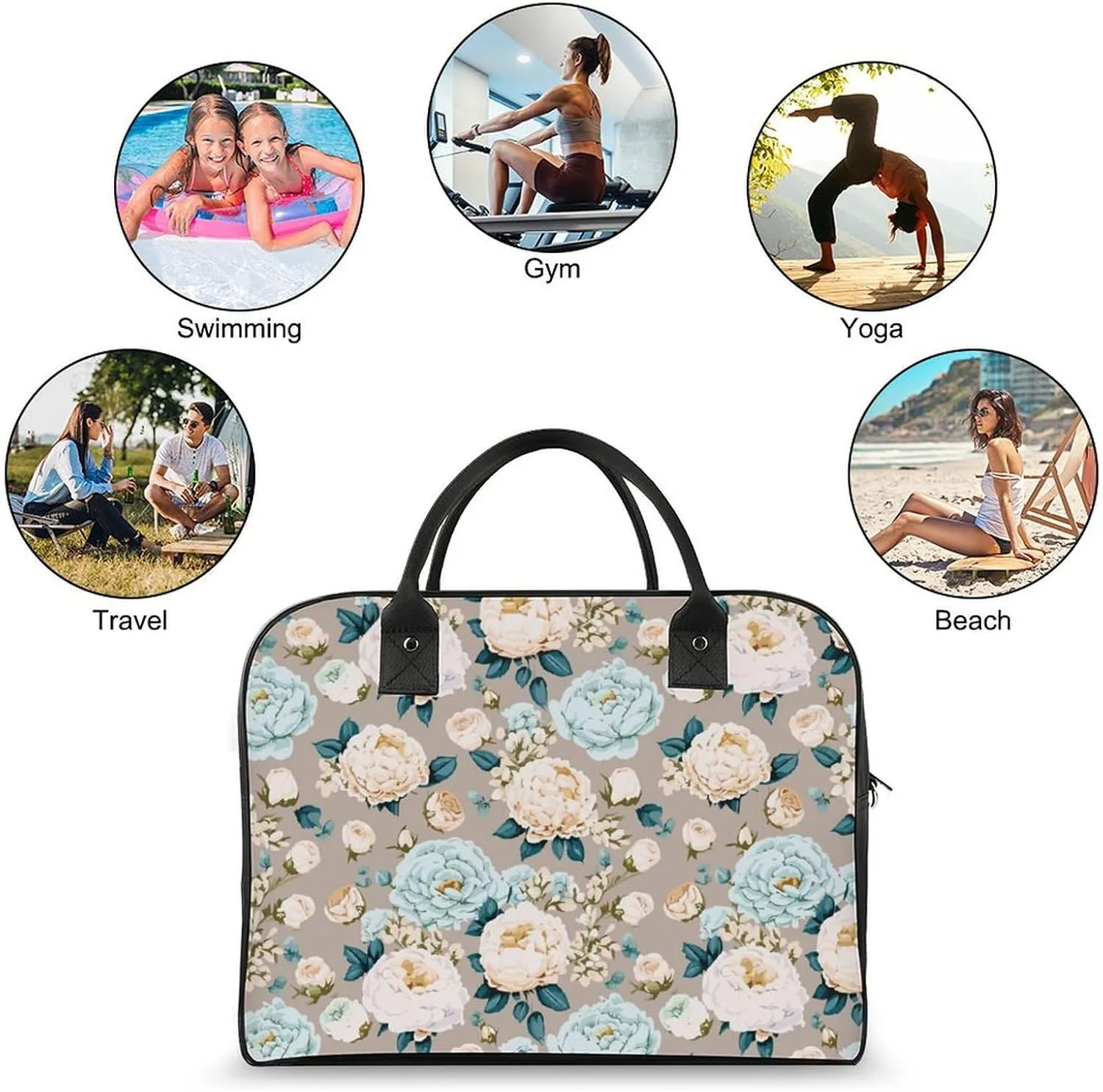 Women's Bag Animal Print Double Slider Zipper Removable Shoulder Strap Travel Handbag