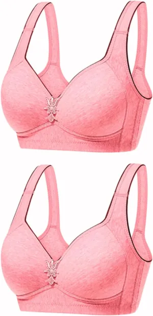Women's Comfortable T-Shirt Bra Underwear Daily Bra Sports Fitness Fashion Yoga Sports Bra 2PC Packs