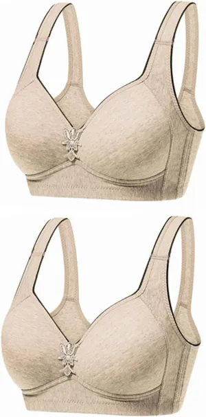 Women's Comfortable T-Shirt Bra Underwear Daily Bra Sports Fitness Fashion Yoga Sports Bra 2PC Packs