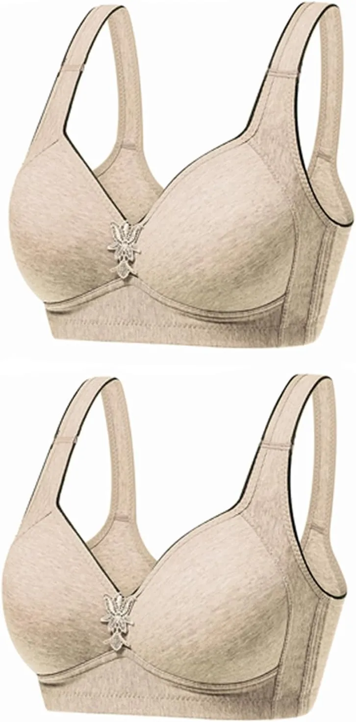 Women's Comfortable T-Shirt Bra Underwear Daily Bra Sports Fitness Fashion Yoga Sports Bra 2PC Packs