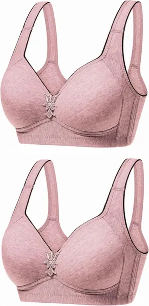 Women's Comfortable T-Shirt Bra Underwear Daily Bra Sports Fitness Fashion Yoga Sports Bra 2PC Packs