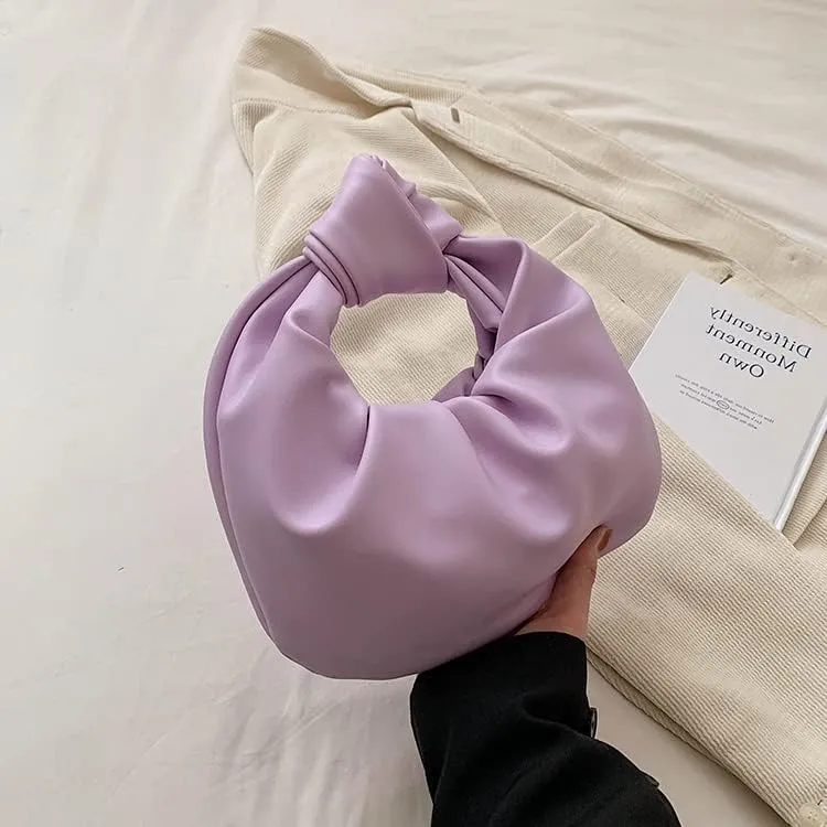 Women's Dumpling Bun Fold Knot Design Cloud Bag Handbag