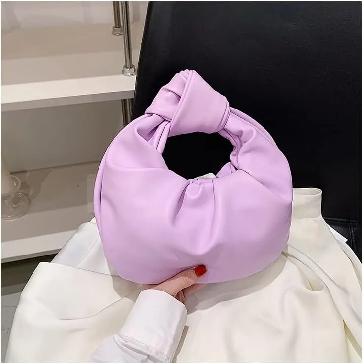 Women's Dumpling Bun Fold Knot Design Cloud Bag Handbag