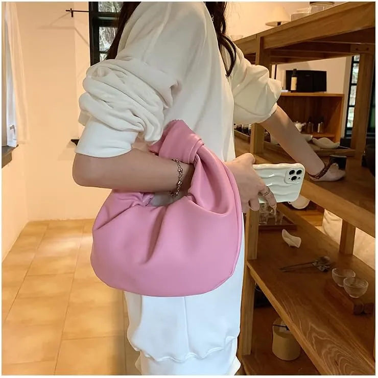 Women's Dumpling Bun Fold Knot Design Cloud Bag Handbag