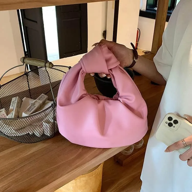 Women's Dumpling Bun Fold Knot Design Cloud Bag Handbag