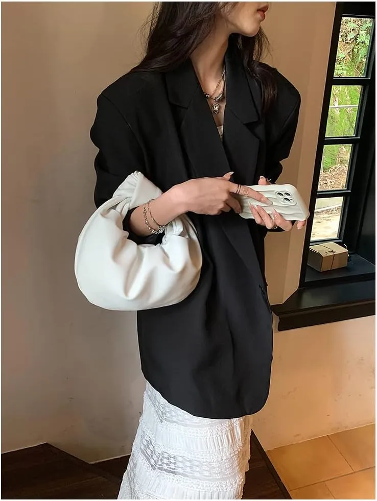 Women's Dumpling Bun Fold Knot Design Cloud Bag Handbag