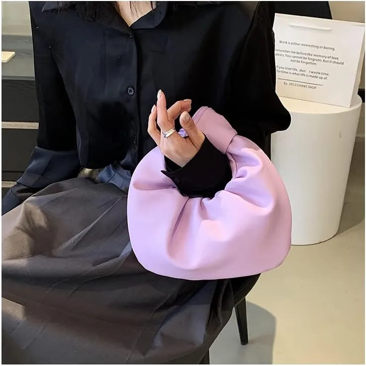 Women's Dumpling Bun Fold Knot Design Cloud Bag Handbag