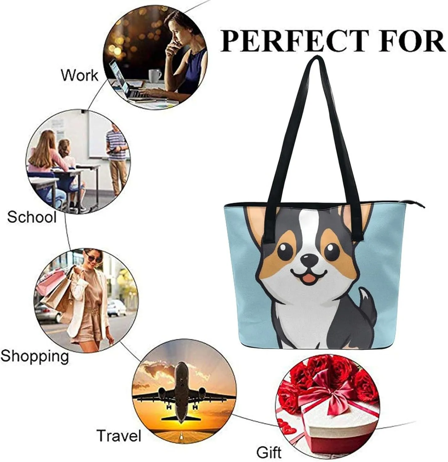 Women's Elegant Leather Handbag Unisex Leather Tote Bag Lightweight Handbag