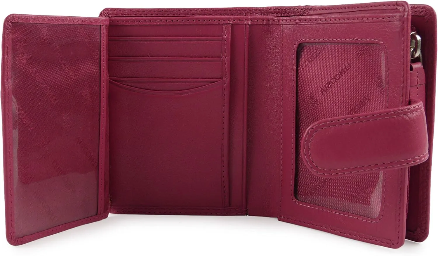 Women's Leather Compact Tab Purse Wallet By Heritage Gift Box Handy