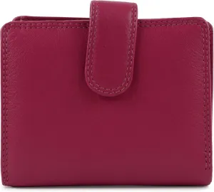 Women's Leather Compact Tab Purse Wallet By Heritage Gift Box Handy