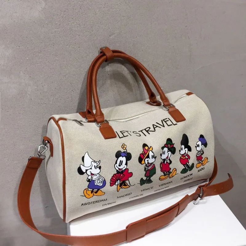 Women's Portable Storage Korean Cartoon Excursion Large Travel Bags