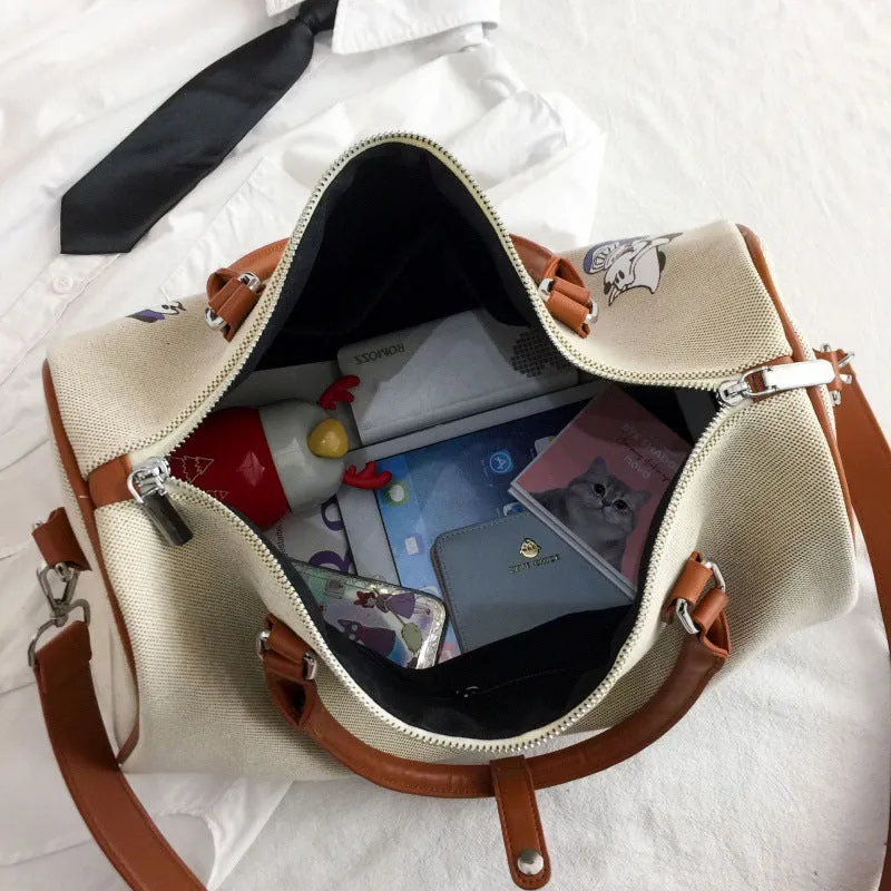 Women's Portable Storage Korean Cartoon Excursion Large Travel Bags