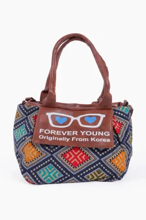 Women’s PU Leather Printed Sling Bag - Navy Blue
