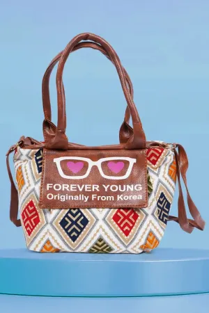 Women’s PU Leather Printed Sling Bag - White