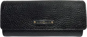 Women's PU Leather Slim Wallet | Ladies Compact Card Holder Trifold Long Purse (Black)