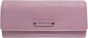 Women's PU Leather Slim Wallet | Ladies Compact Card Holder Trifold Long Purse (Mauve)