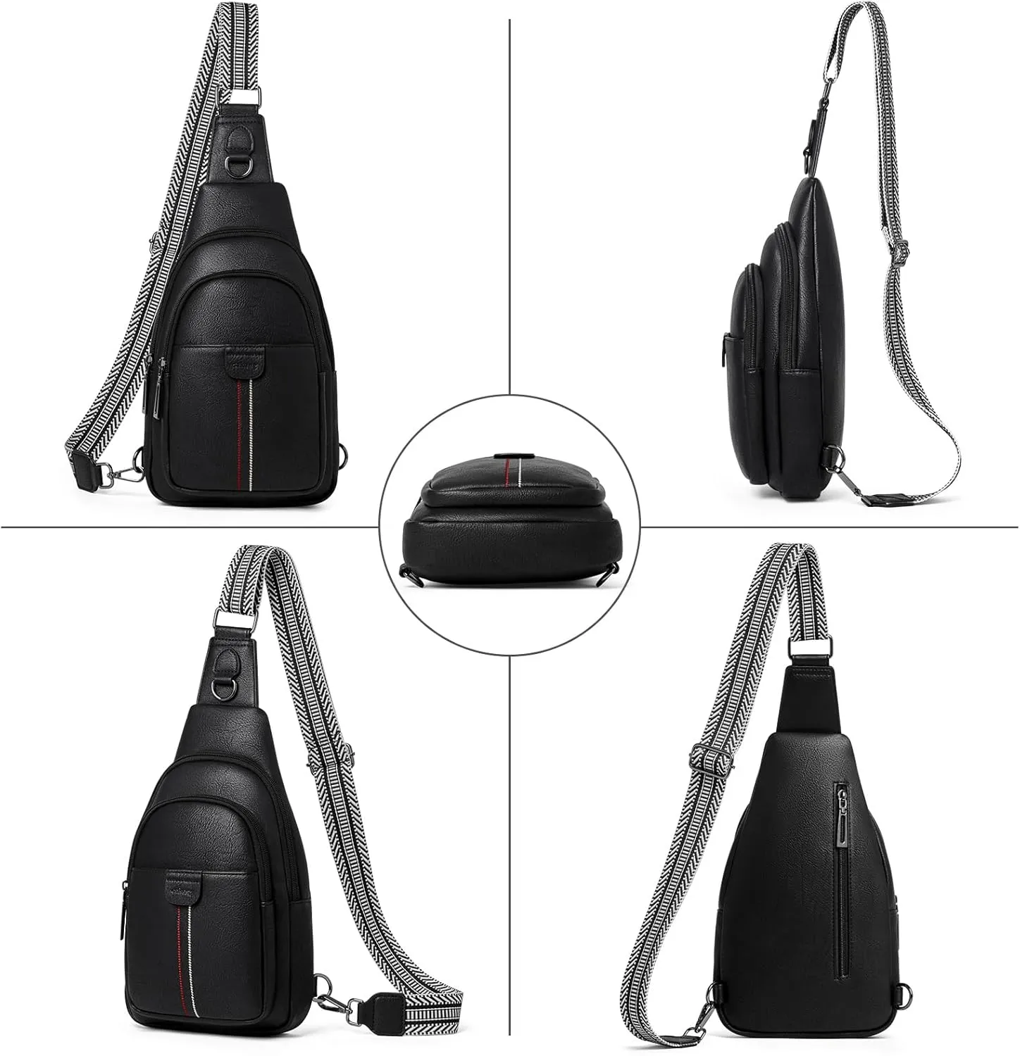 Womens Sling Bag Crossbody Bags for Women Vegan Leather Sling Backpack Daypack Fanny Pack Crossbody Purse Travel