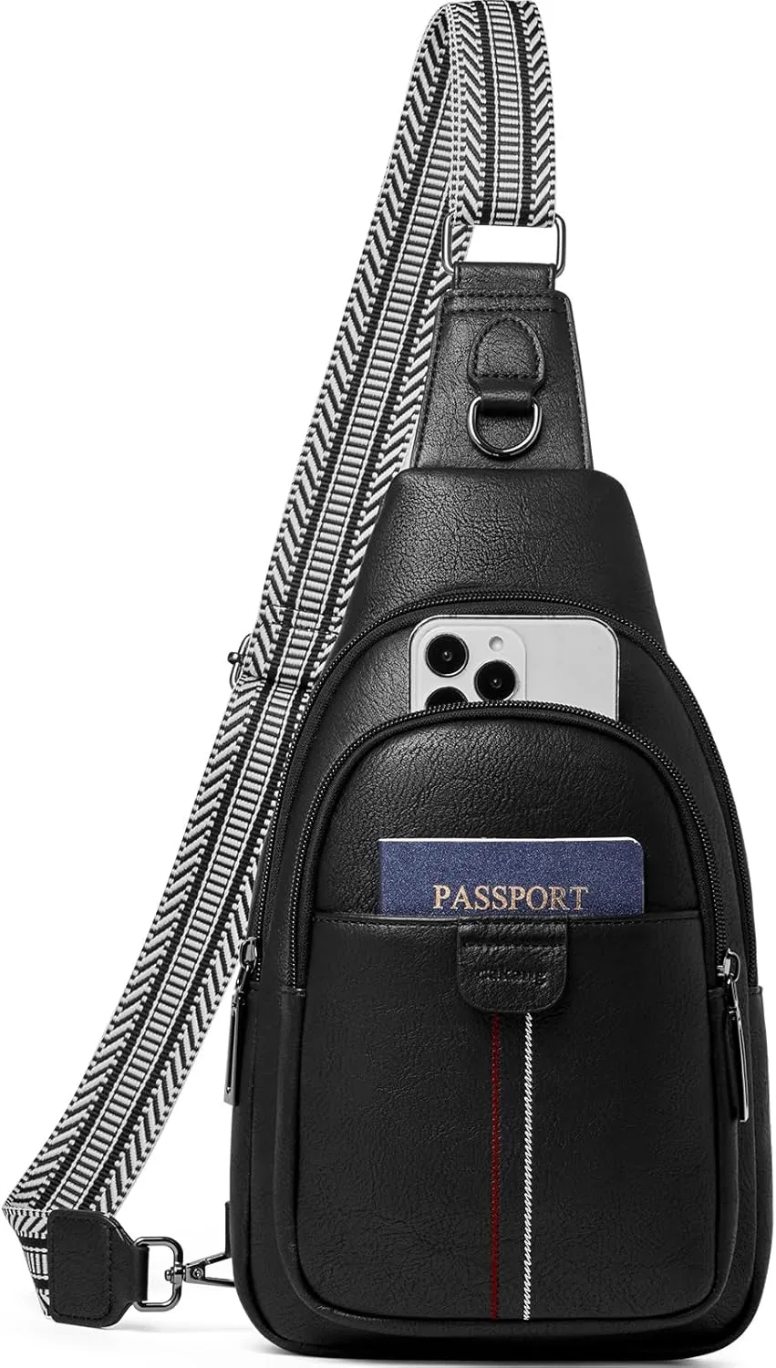 Womens Sling Bag Crossbody Bags for Women Vegan Leather Sling Backpack Daypack Fanny Pack Crossbody Purse Travel
