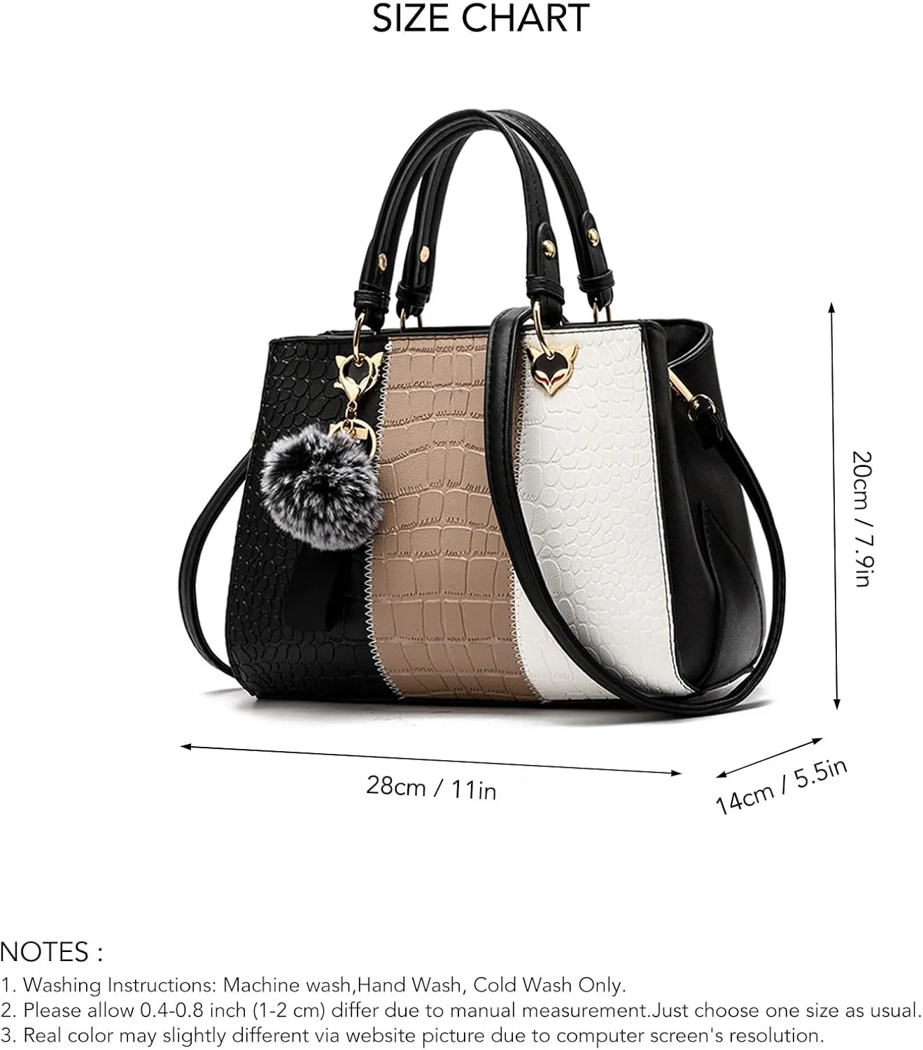 Women's Stylish Large Capacity PU Leather Shoulder Bag, Color Block Design Handbag for Work and Daily Use