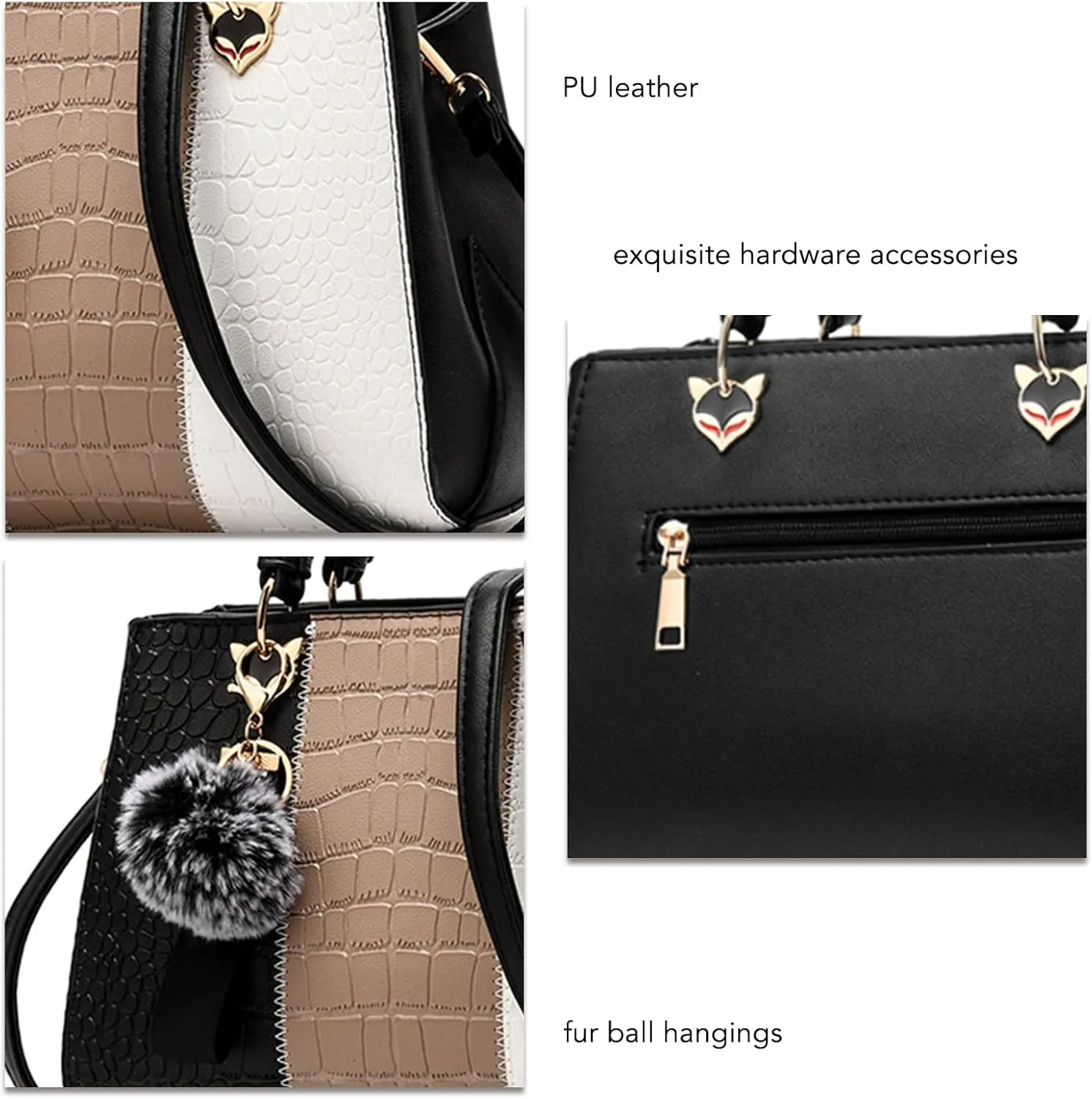 Women's Stylish Large Capacity PU Leather Shoulder Bag, Color Block Design Handbag for Work and Daily Use