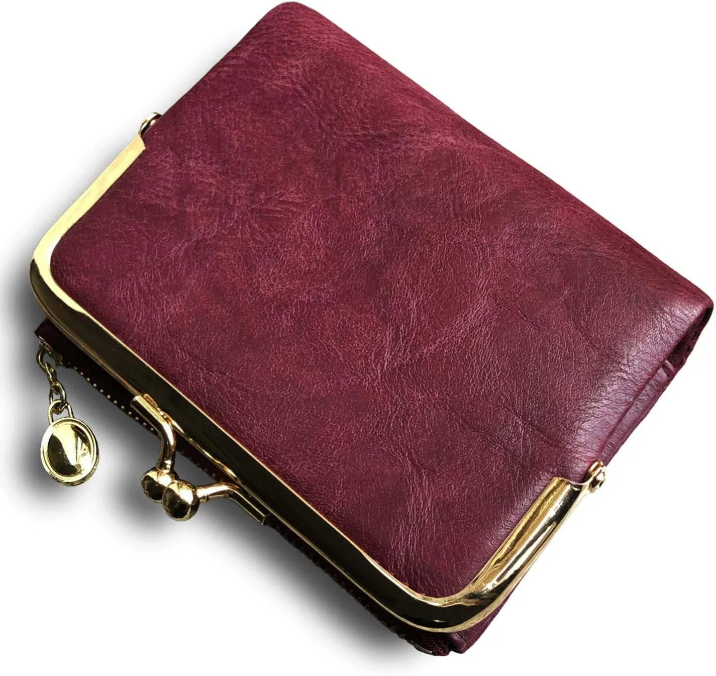Womens Wallet Small Bifold Rfid Ladies Mini Vintage Coin Purse With Zipper and Kiss Lock (Purple)
