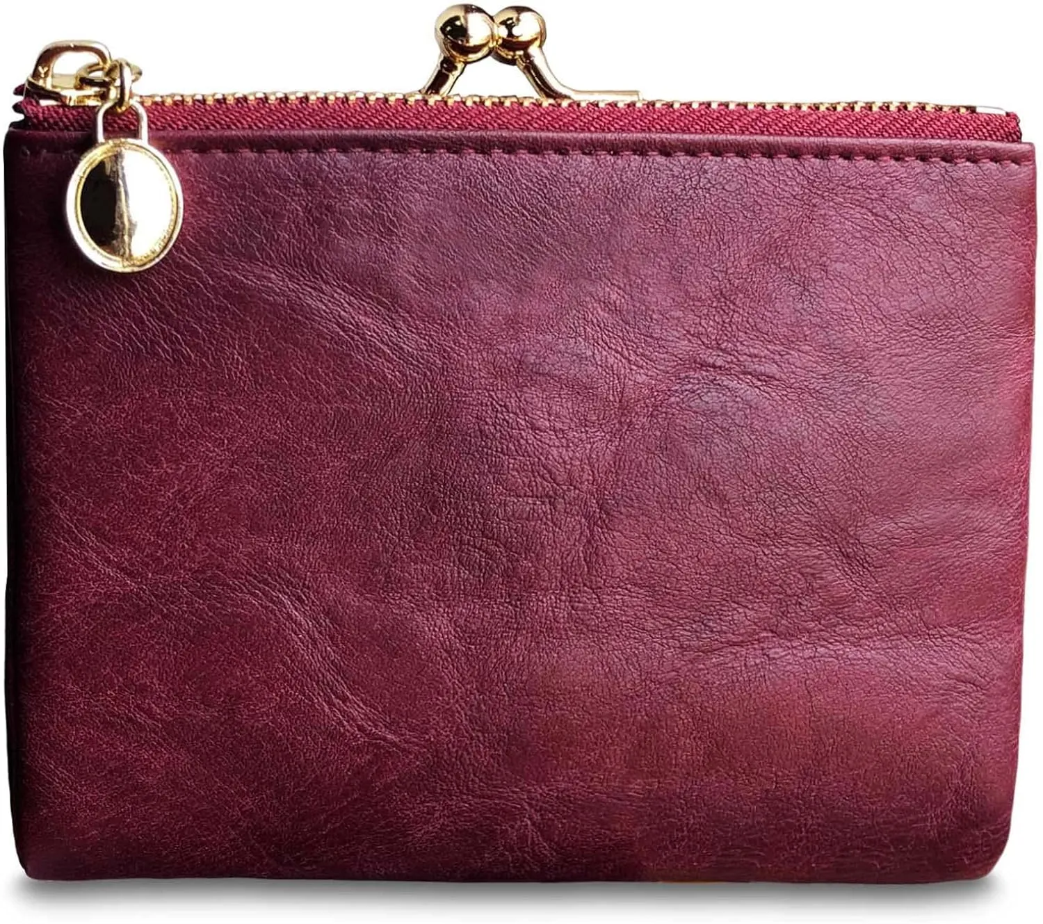 Womens Wallet Small Bifold Rfid Ladies Mini Vintage Coin Purse With Zipper and Kiss Lock (Purple)