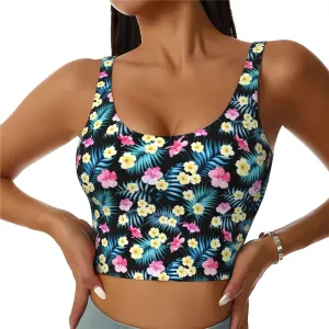 Women's Workout Bra Top Tropical Flowers Jungle Palms Tank Tops Bra for Women